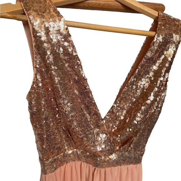 Lulus Elegant Encounter Rose Gold Sequin Dress Size XS - Picture 8 of 11